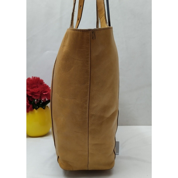 Frye Olive Tanned Tote In Brown Tan Leather Double Handle Large Bag - Picture 3 of 16